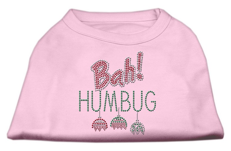 Bah Humbug Rhinestone Dog Shirt Light Pink XS